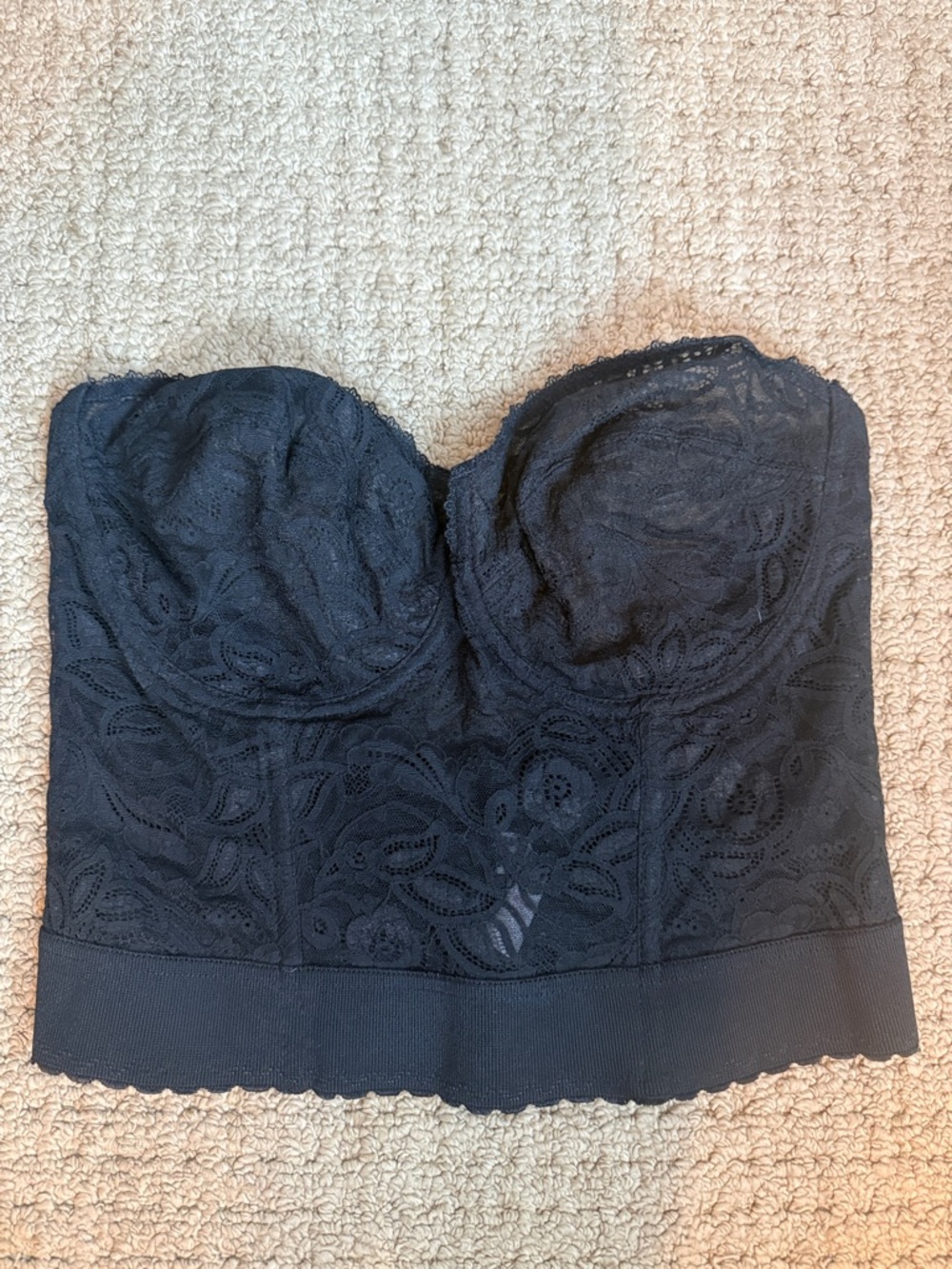38D NWOT Smoothie Black Lace Boned Backless Bustier